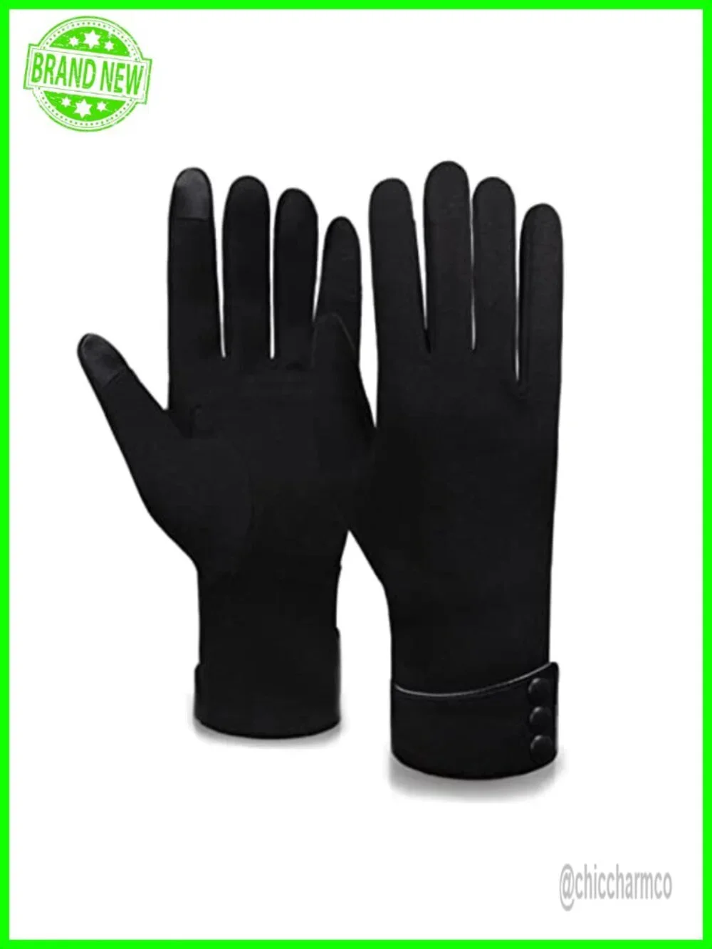 Touch Screen Fleece Winter Gloves with Button Decoration
